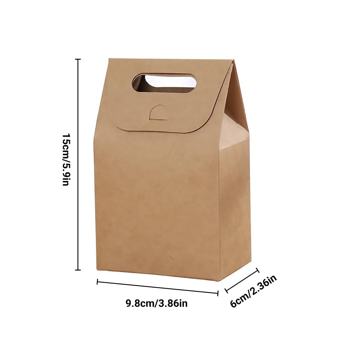 Portable Kraft Paper Gift Boxes with Handle, Set of 50 for Birthdays and Holidays - view 3