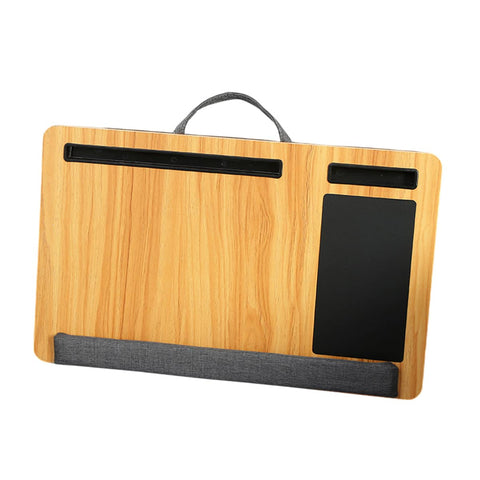 Portable Laptop Lap Desk with Handle, Engineered Wood MDF Board - Walnut