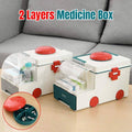 Portable Medicine Storage Box, Two-Layer First Aid Organiser - Grey - view 2