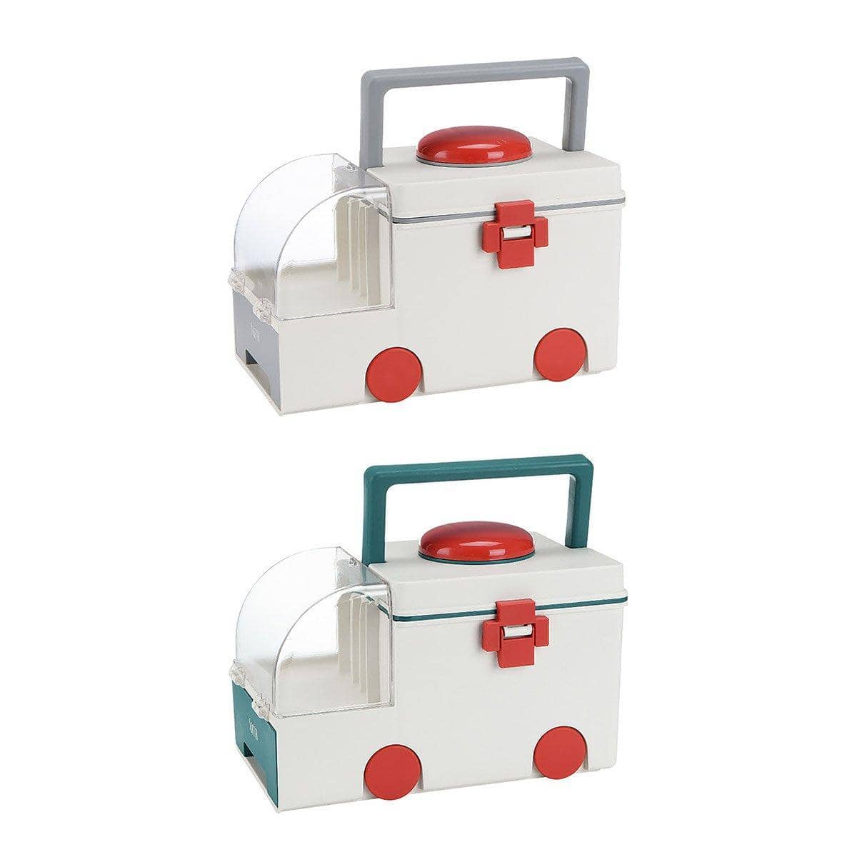 Portable Medicine Storage Box, Two-Layer First Aid Organiser - Grey - view 3