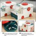 Portable Medicine Storage Box, Two-Layer First Aid Organiser - Grey - view 5
