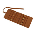 Portable Microfibre Jewellery Storage Roll for Earrings and Necklaces - Brown