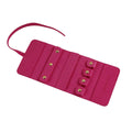 Portable Microfibre Jewellery Storage Roll for Earrings and Necklaces - Magenta