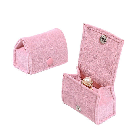 Portable Mini Jewellery Ring Boxes Set of 5 Travel Storage Case - Pink