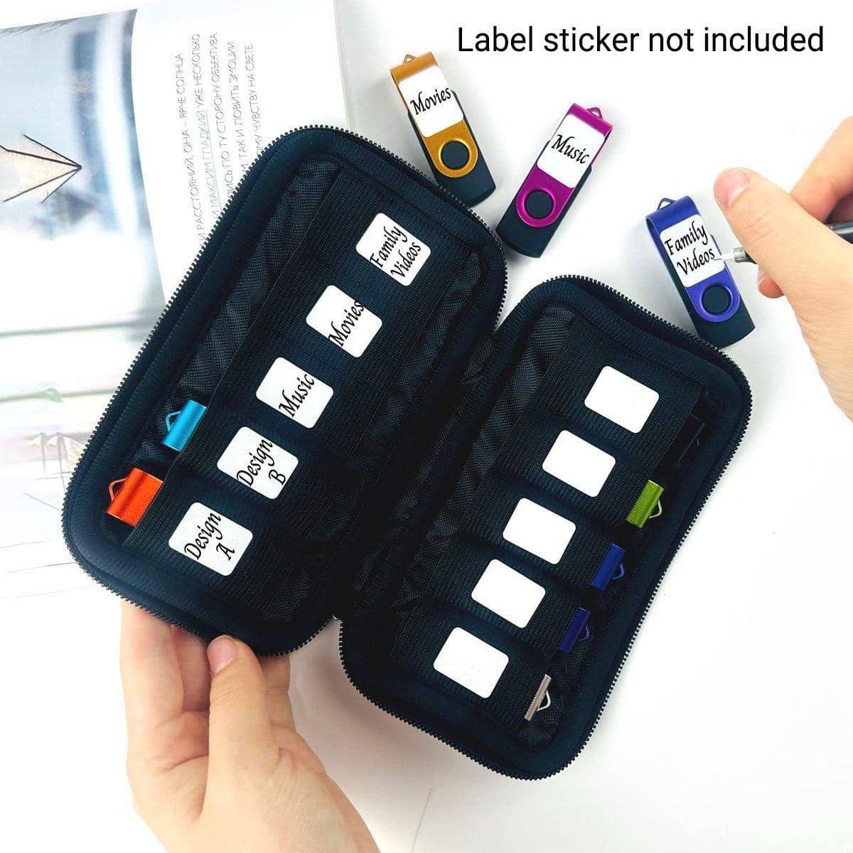 Portable Neoprene USB Flash Drive Storage Case - Black, Pack of 3 - view 4