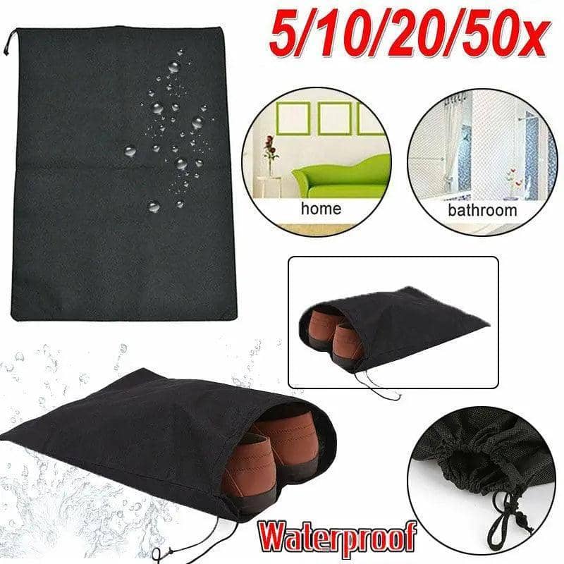 Portable Non Woven Shoe Bag Drawstring Travel Pouch 29 x 36 cm, Pack of 5 - view 2