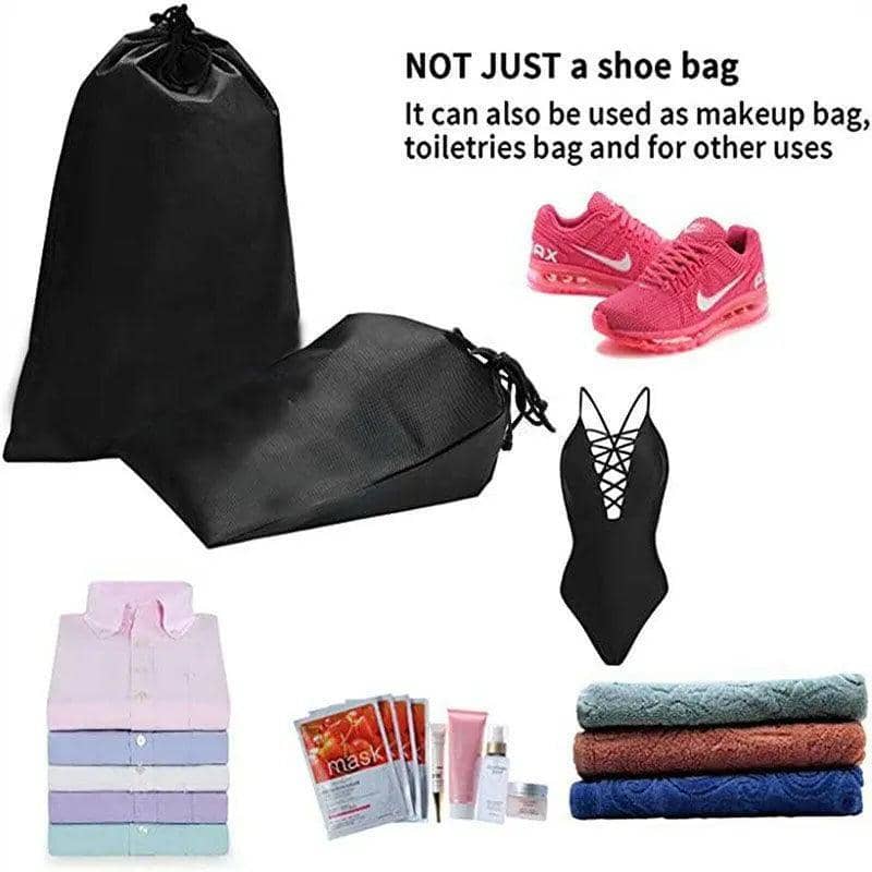 Portable Non Woven Shoe Bag Drawstring Travel Pouch 29 x 36 cm, Pack of 5 - view 4