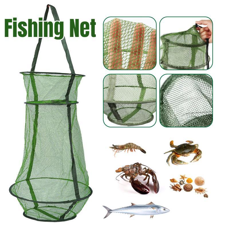 Portable Nylon Mesh Fishing Net Basket for Fish and Crabs