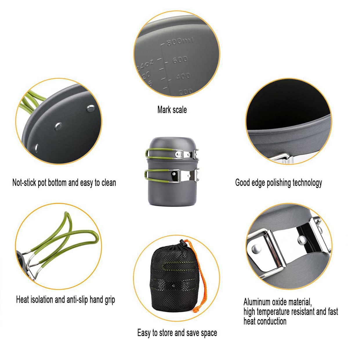Portable Outdoor Camping Cookware Set with Stove for Hiking, Picnics and Travel - view 5