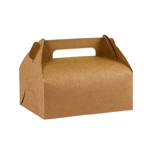 Portable Pastry Boxes with Handle, Pack of 50 - Brown, Large (8 x 15 x 20cm)