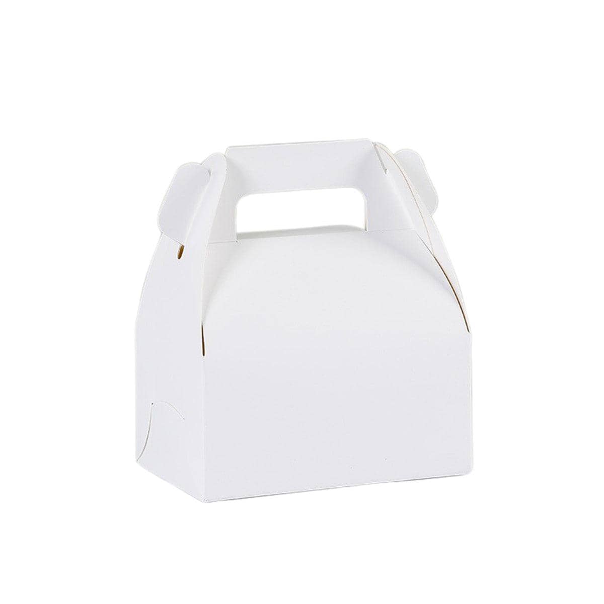Portable Pastry Boxes with Handle, Pack of 50 - White, Small (6 x 12 x 10cm)