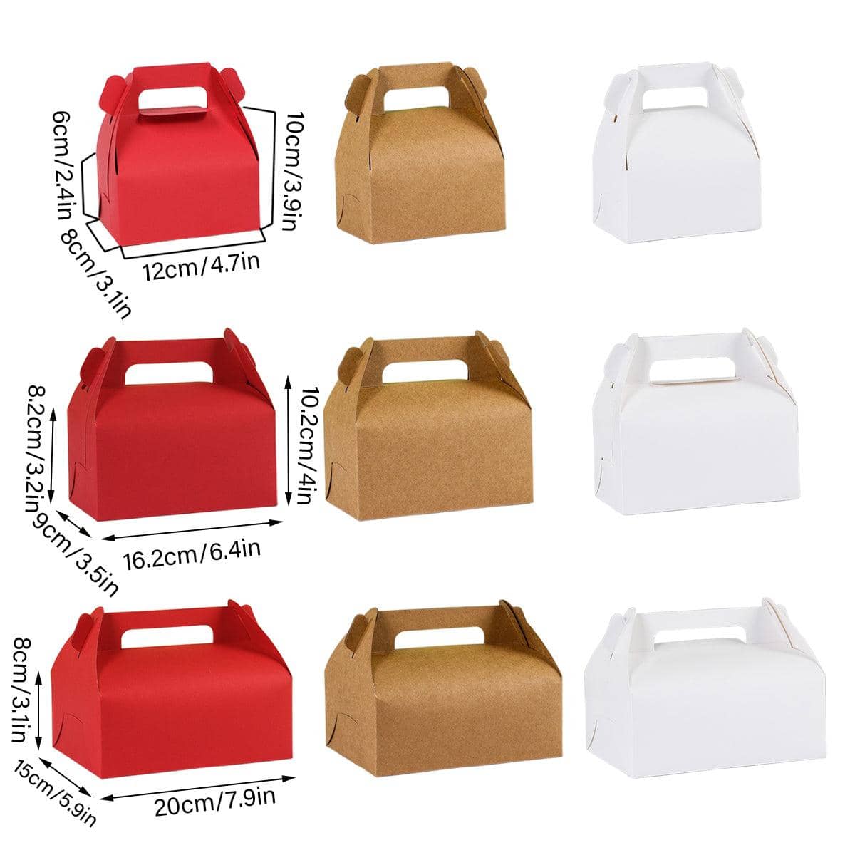 Portable Pastry Boxes with Handle, Pack of 50 - White, Small (6 x 12 x 10cm) - view 4