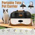 Portable Pet Carrier Tote Bag - Brown, Breathable Mesh for Cats and Small Dogs