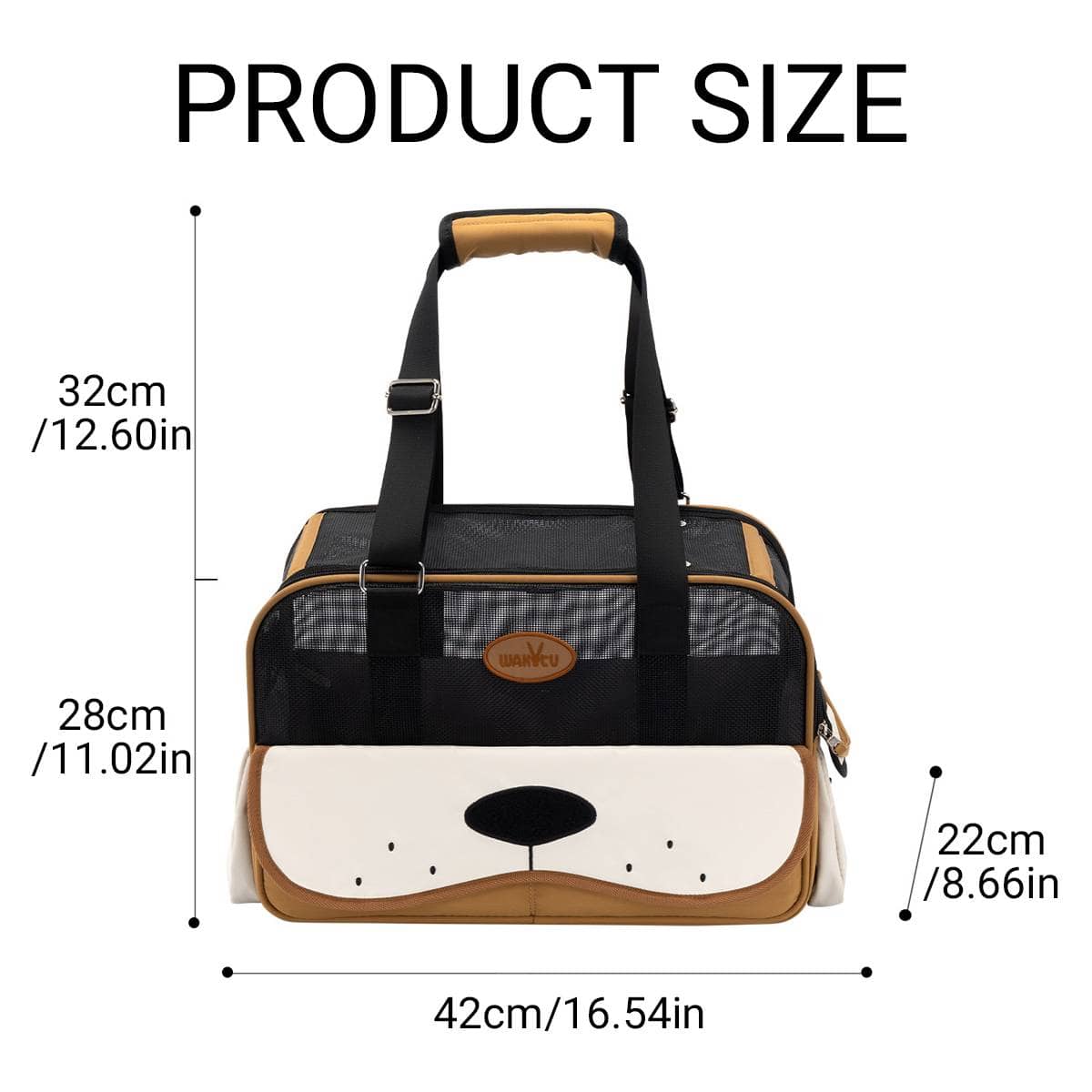 Portable Pet Carrier Tote Bag - Brown, Breathable Mesh for Cats and Small Dogs - view 3