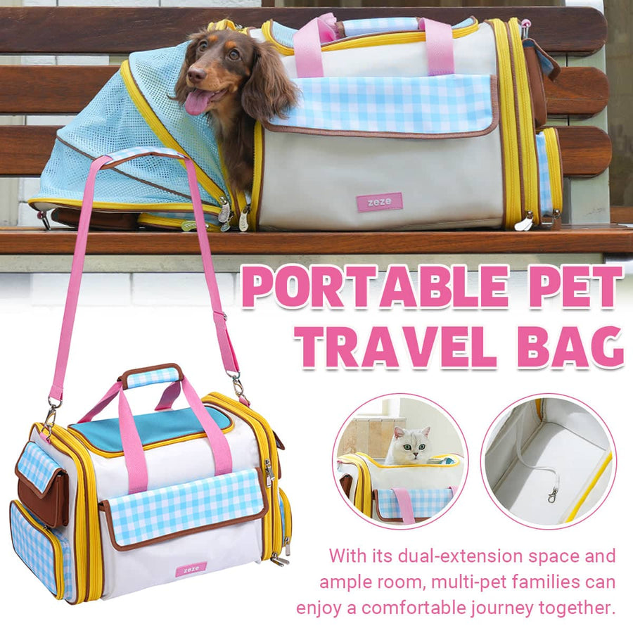Portable Pet Travel Carrier Bag, Large Expandable for Cats and Small Dogs