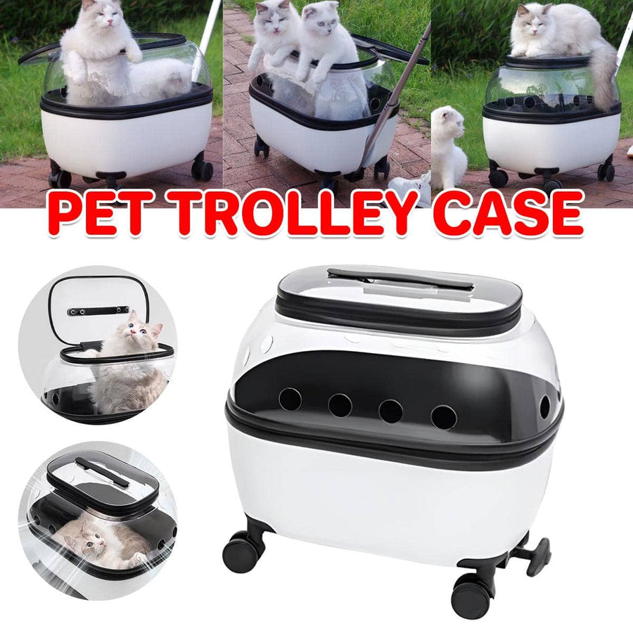 Portable Pet Trolley Carrier Travel Case for Cats and Small Dogs