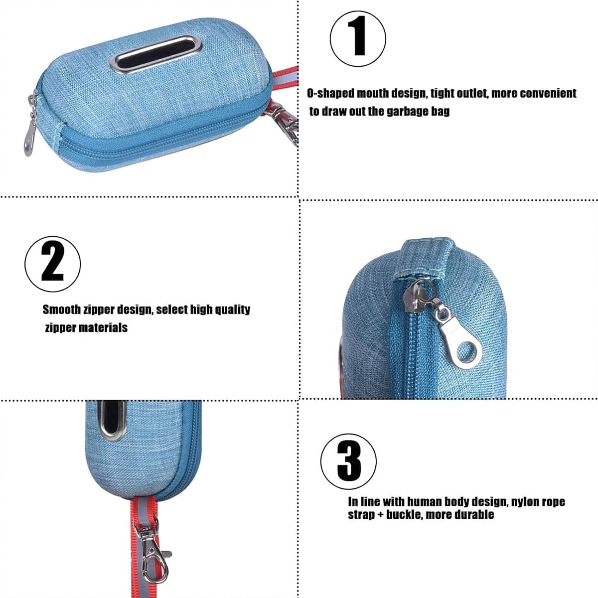 Portable Pet Waste Bag Dispenser with Clip, 11 x 6cm - Blue - view 5