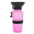 Portable Pet Water Bottle with Bowl, 500ml - Pink