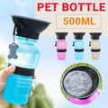 Portable Pet Water Bottle with Bowl, 500ml - Pink - view 2