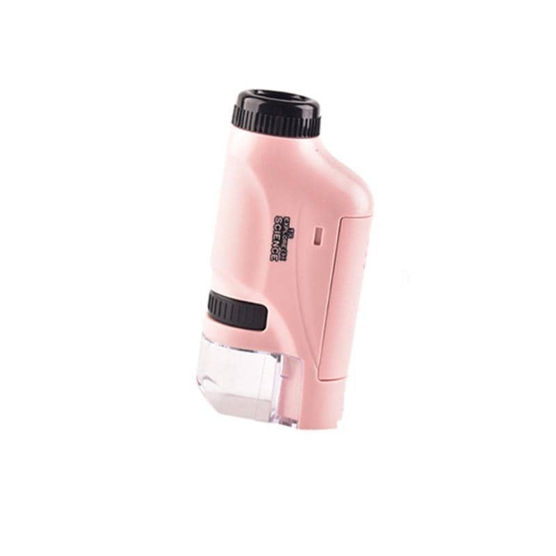 Portable Pocket Microscope with LED Light for Kids - Pink