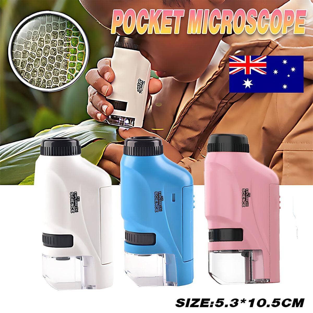 Portable Pocket Microscope with LED Light for Kids - Pink - view 2