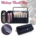 Portable Roll-Up Makeup Brush Bag, Cosmetic Organiser Pouch for Travel