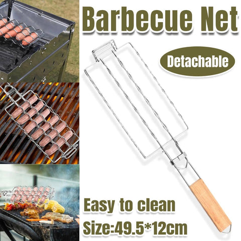 Portable Sausage Grill Net - 49.5 x 12 cm, Stainless Steel