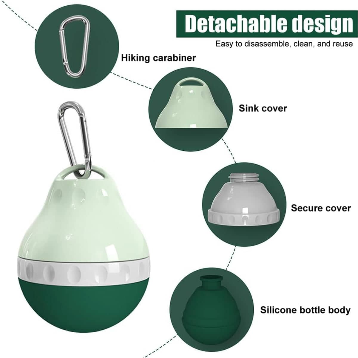 Portable Silicone Dog Water Bottle 200 mL, Leak Proof for Walks and Travel - Grey - view 5