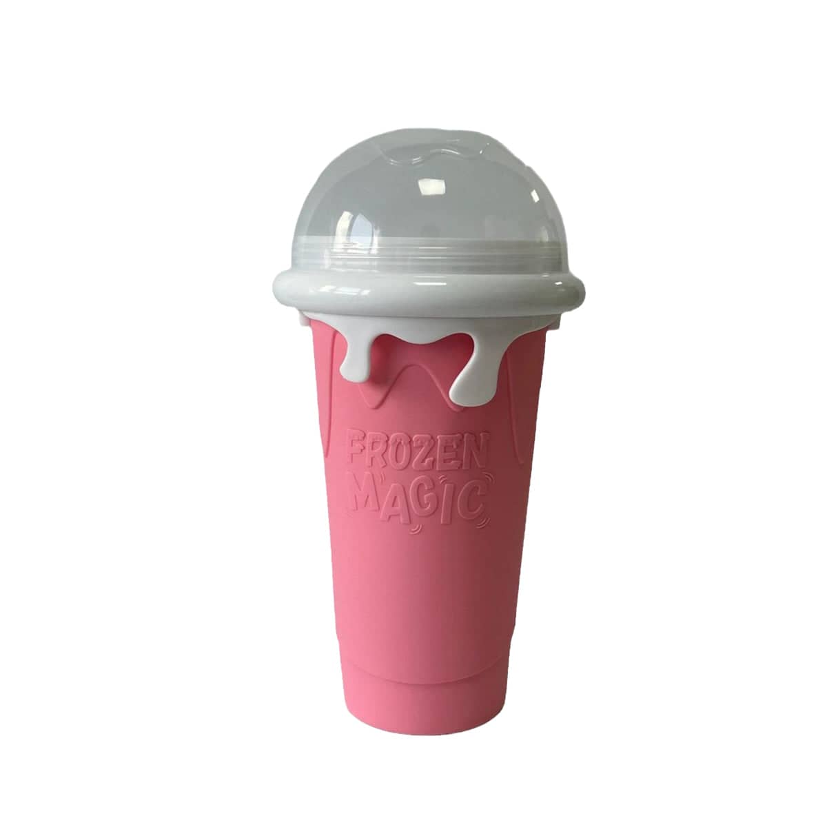 Portable Silicone Smoothie Cup 330ml Leak-Proof Reusable - Pink