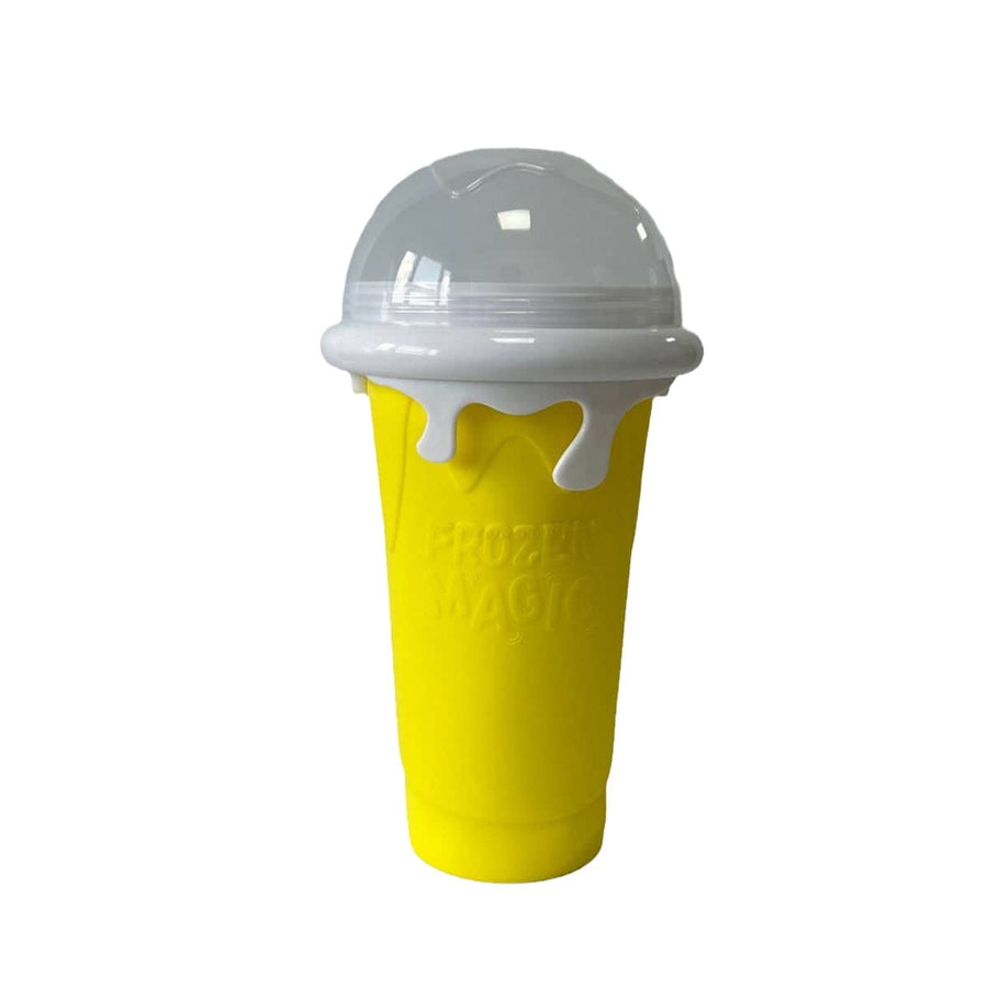 Portable Silicone Smoothie Cup 330ml Leak-Proof Reusable - Yellow