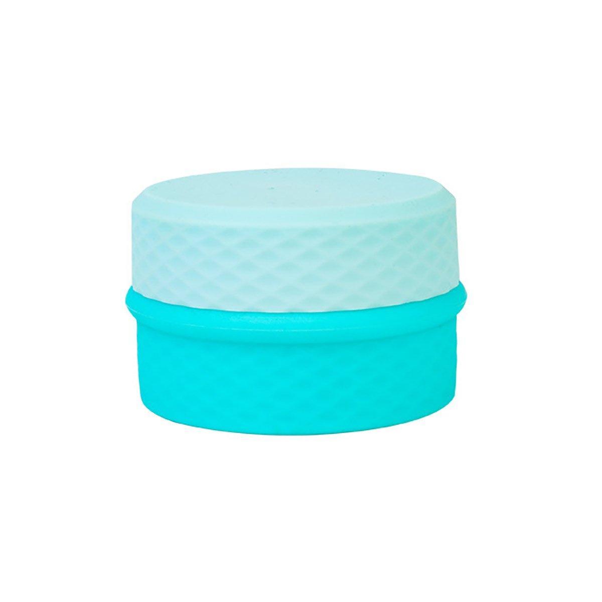 Portable Silicone Travel Storage Box with 4 Compartments and Spoon - Aqua Blue