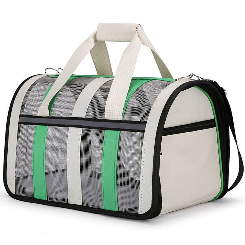 Portable Soft Sided Pet Carrier Bag for Cats and Small Dogs - Green