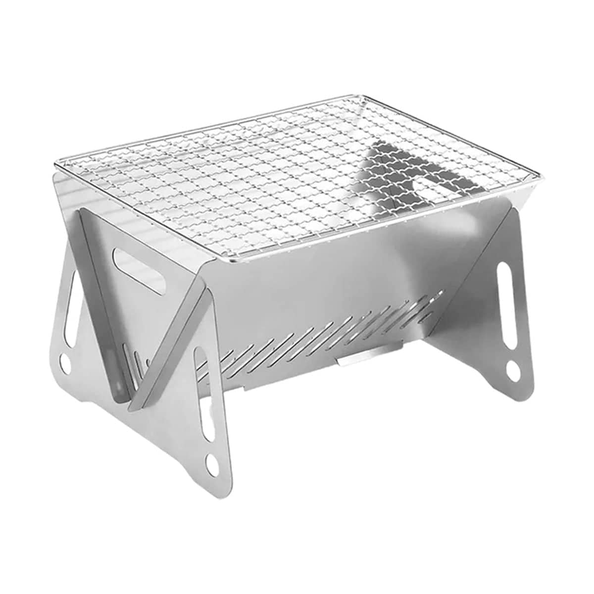 Portable Stainless Steel Camping BBQ Grill, Foldable Mini Charcoal Stove - view 2