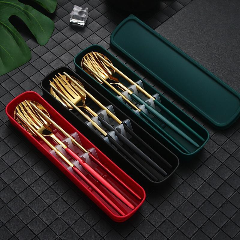 Portable Stainless Steel Cutlery Set with Case, 5 Piece - Light Blue - view 4