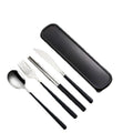 Portable Stainless Steel Cutlery Set with Chopsticks, 6 Piece - Silver and Black