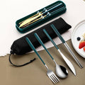 Portable Stainless Steel Cutlery Set with Chopsticks, 6 Piece - Silver and Black - view 5