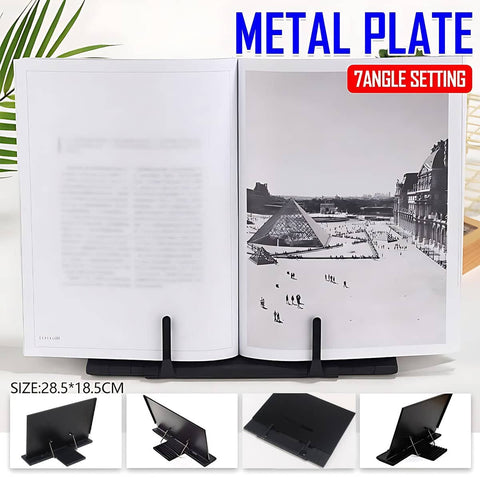 Portable Steel Book Stand with 7 Tilt Angles for Reading and Desk Use