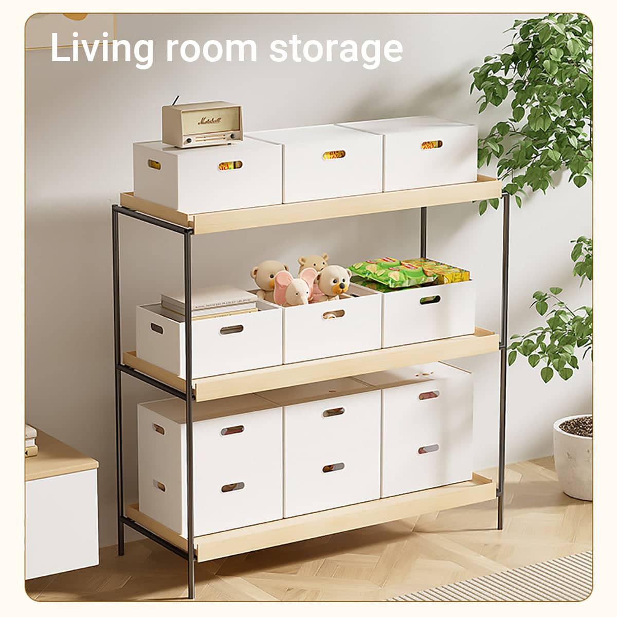 Portable Storage Box with Lid, White - Size L, 34.8 x 30 x 20 cm - view 5