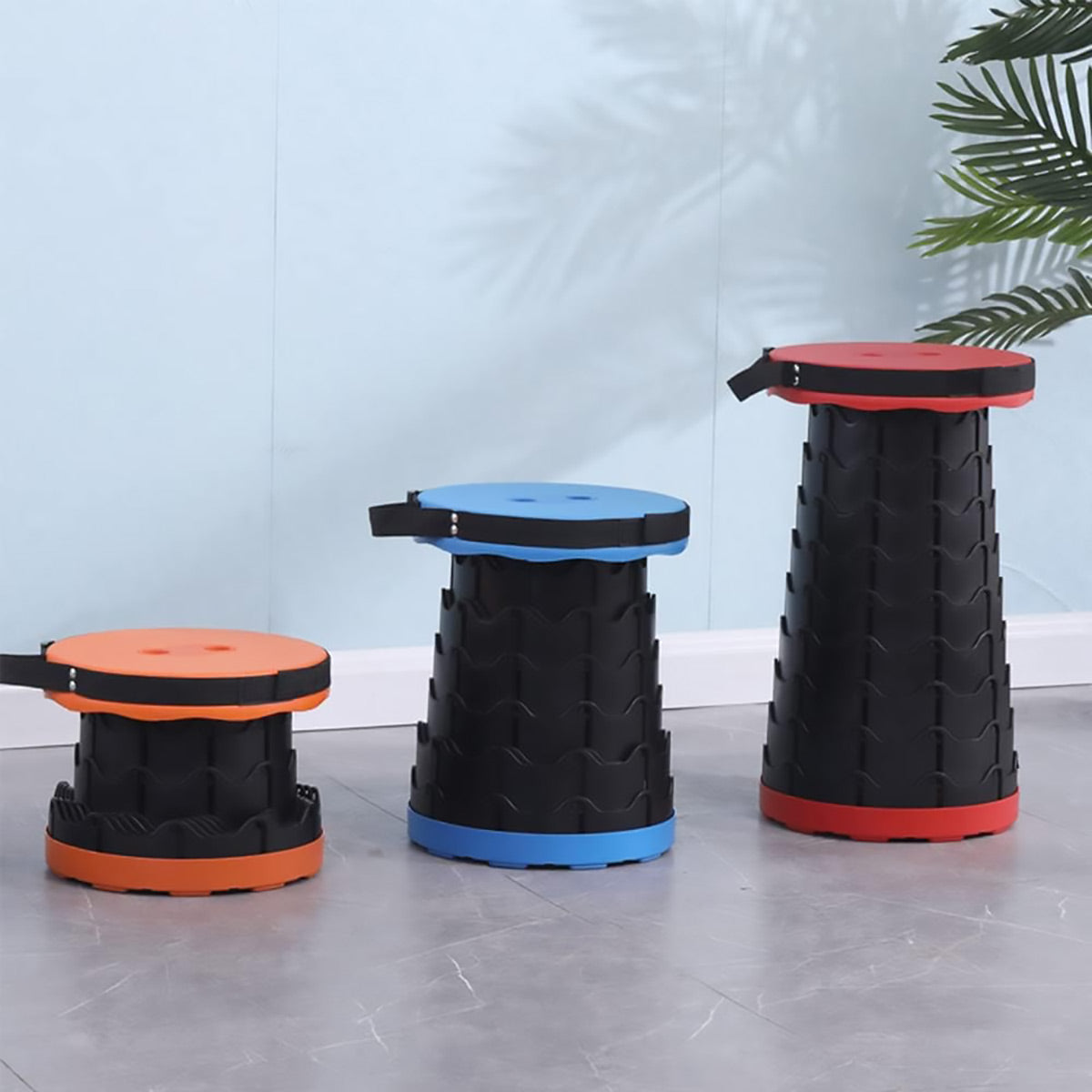 Portable Telescopic Folding Stool for Camping and Travel - Blue - view 13