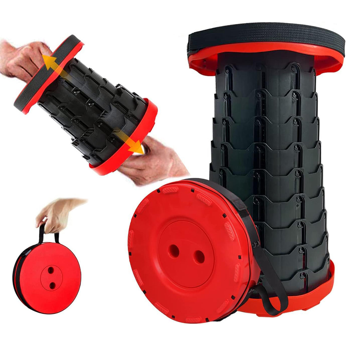 Portable Telescopic Folding Stool for Camping and Travel - Red - view 14