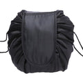 Portable Travel Makeup Bag Drawstring Cosmetic Pouch Organiser - Black