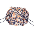 Portable Travel Makeup Bag Drawstring Cosmetic Pouch Organiser - Orange Flower