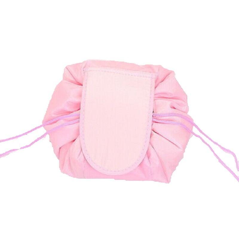 Portable Travel Makeup Bag Drawstring Cosmetic Pouch Organiser - Pink