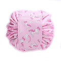 Portable Travel Makeup Bag Drawstring Cosmetic Pouch Organiser - Pink Horse