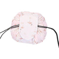 Portable Travel Makeup Bag Drawstring Cosmetic Pouch Organiser - White Flamingo