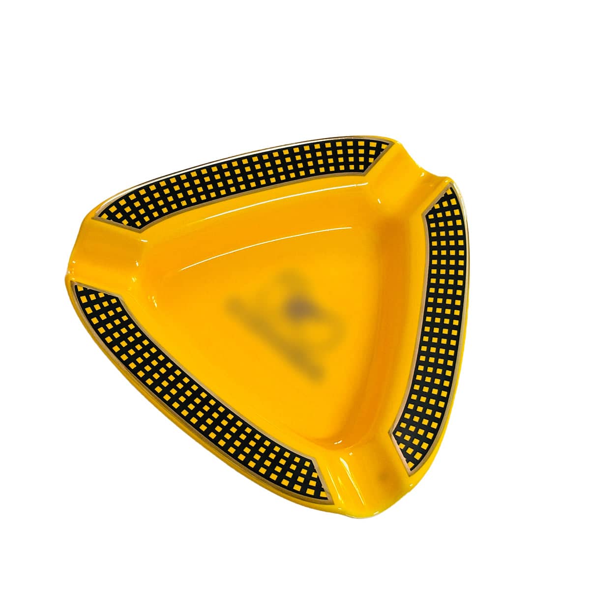 Portable Triangle Ceramic Cigar Ashtray for 3 Cigars, Yellow and Black - view 2