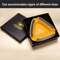 Portable Triangle Ceramic Cigar Ashtray for 3 Cigars, Yellow and Black - view 5