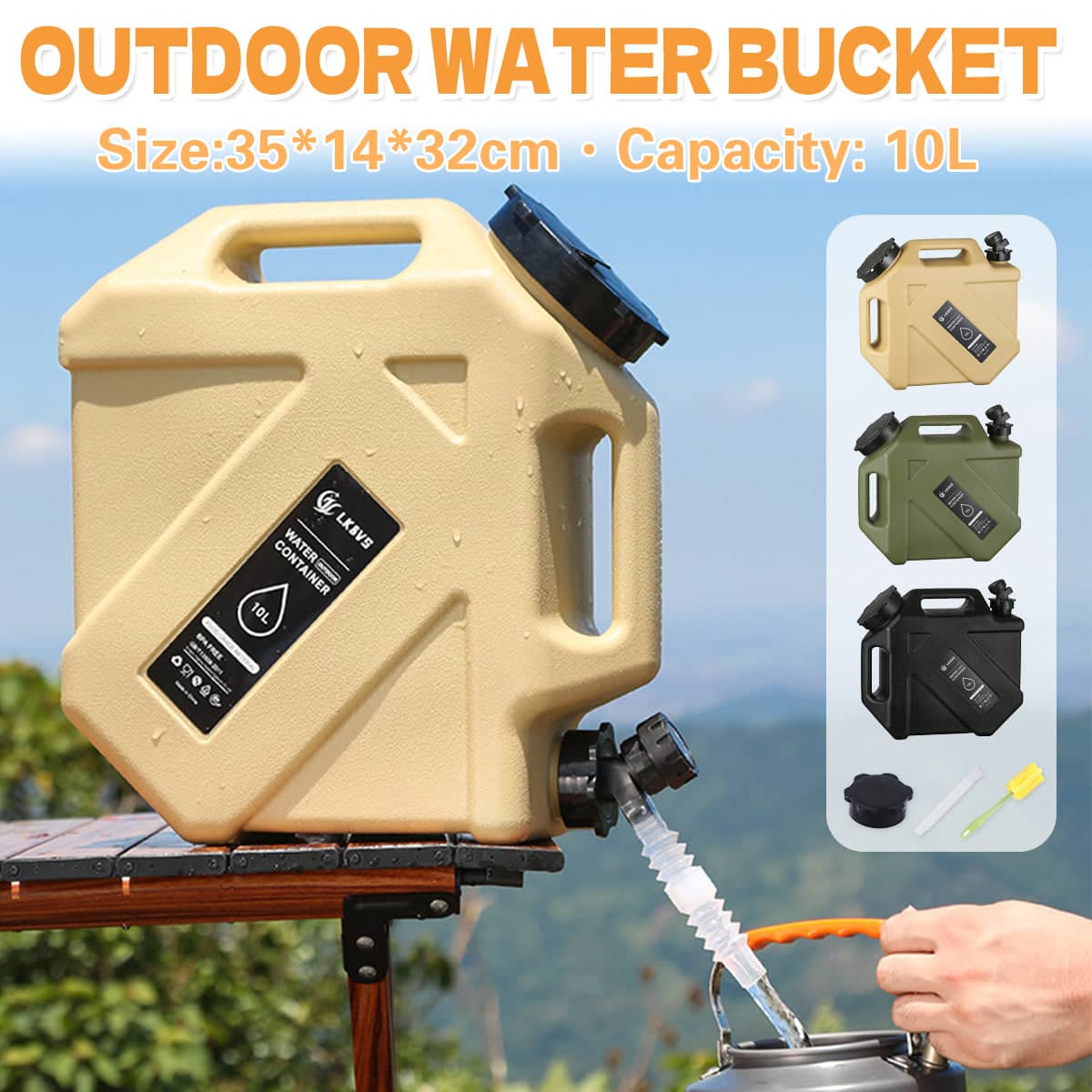 Portable Water Container with Tap, 10 L - Black - view 2