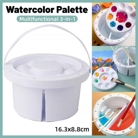 Portable Watercolour Pen Wash Bucket and Palette - White