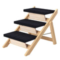 Portable Wooden 3 Step Pet Stairs with Non-Slip Steps and Ramp for Dogs and Cats - view 2